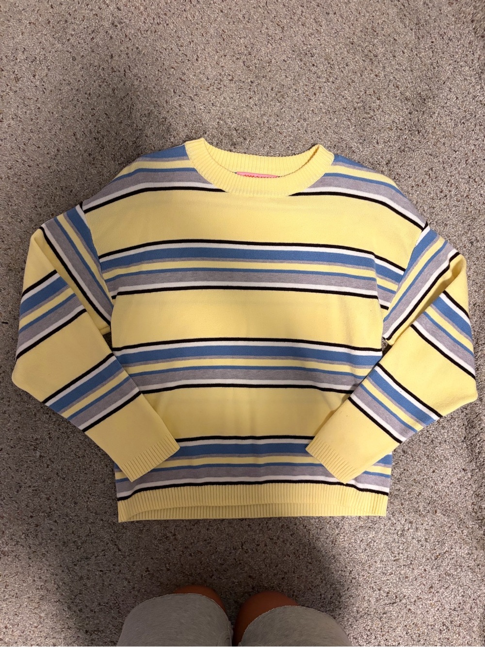 Yellow Striped Crewneck Sweater